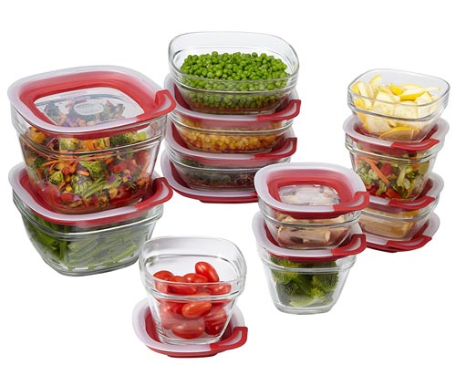 Rubbermaid 1865887 Easy Find Lids 22-Piece Glass Food Storage Container Set
